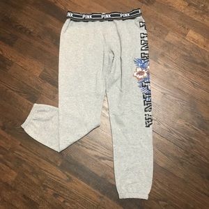 Pink/VS lounge sweatpants with flower sequins